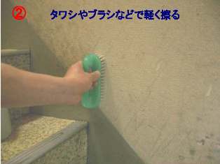 たわしやブラシなどで軽くこする
